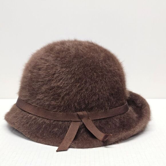 Kangol Furgora Cloche Hat Brown Angora Wool Blend England - Picture 1 of 9